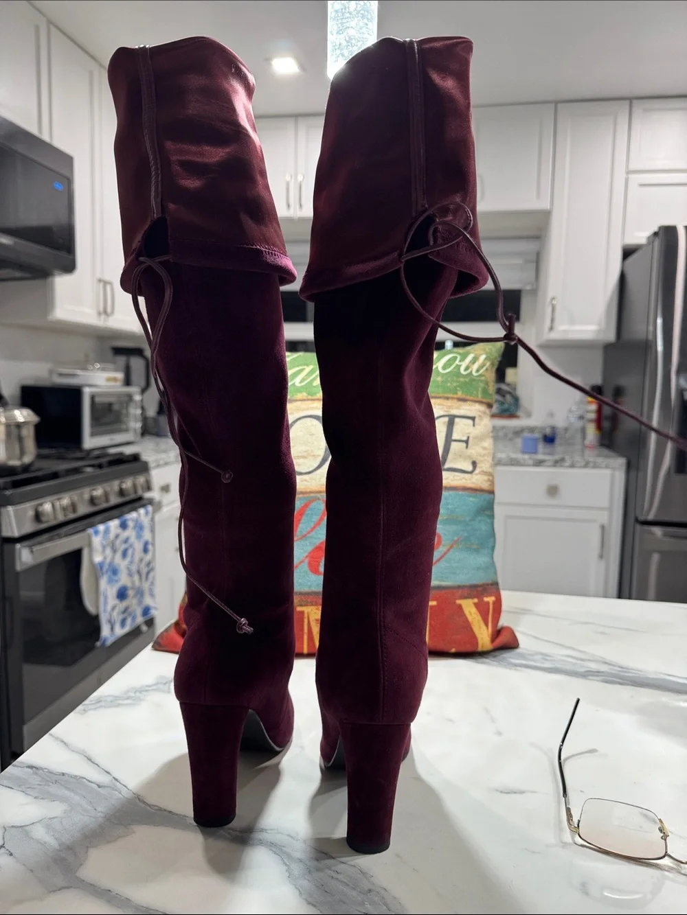 Stuart Weitzman Burgundy Over-the-Knee Suede Boots
